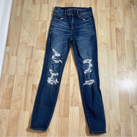 American Eagle Next Level Stretch High Rise Jegging Distressed High Rise 0Short - Picture 1 of 9
